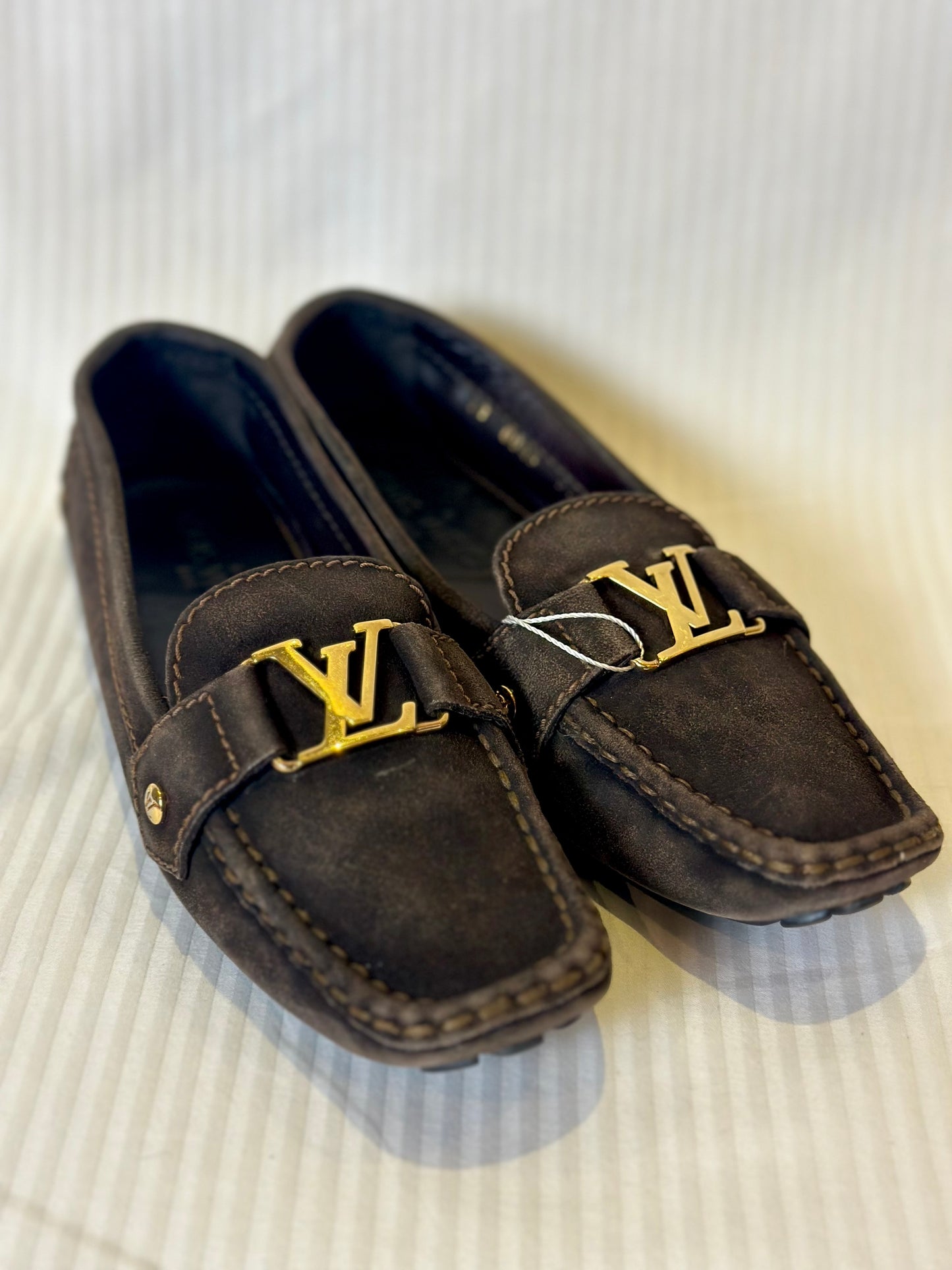 LV Dark Brown Suede Monte Carlo Slip