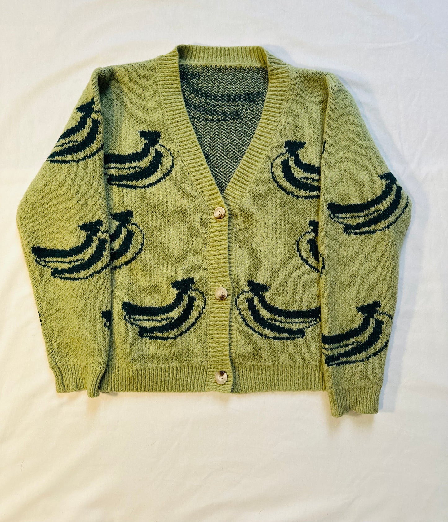 Banana Print Knit Cardigan