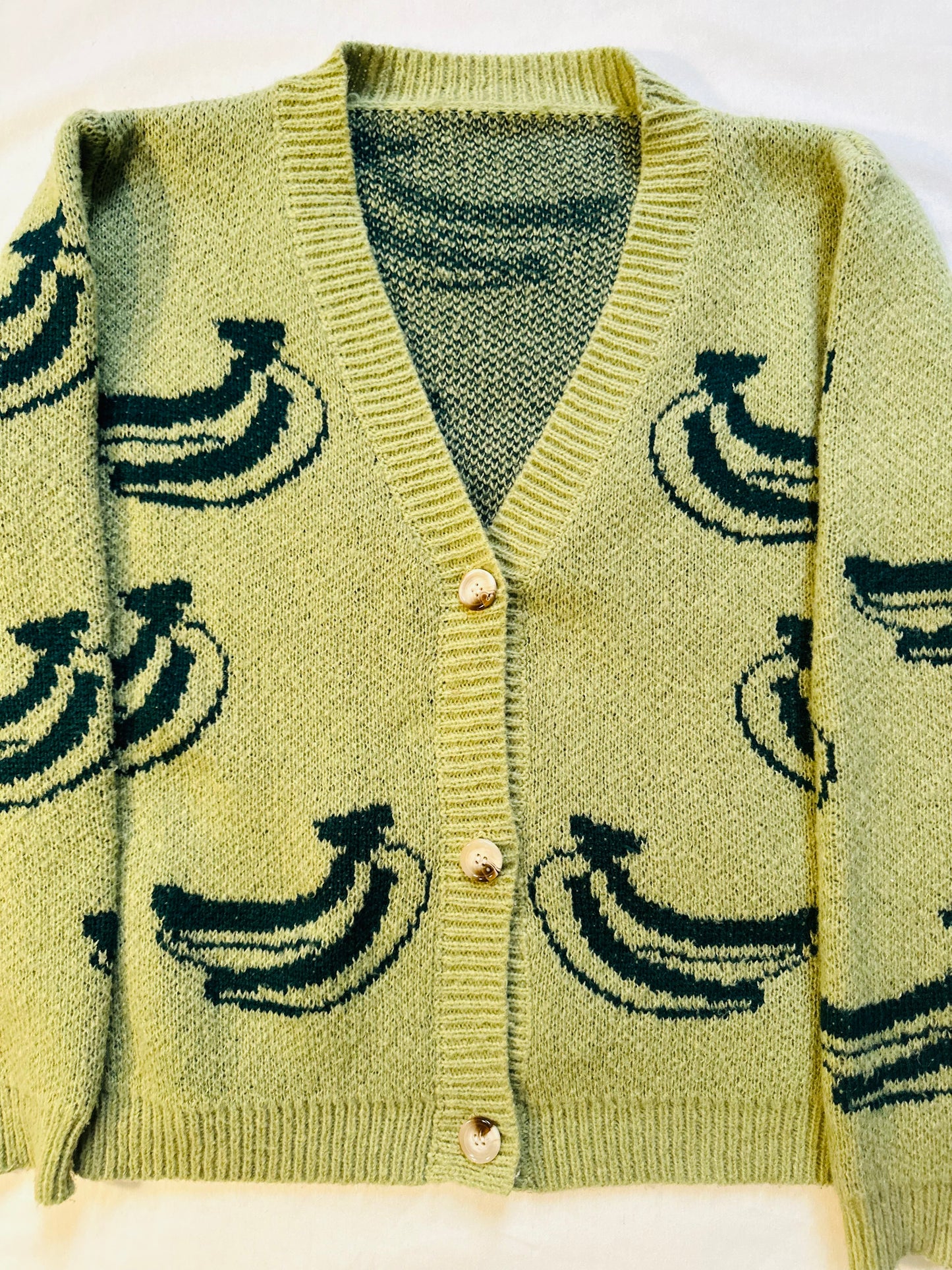 Banana Print Knit Cardigan