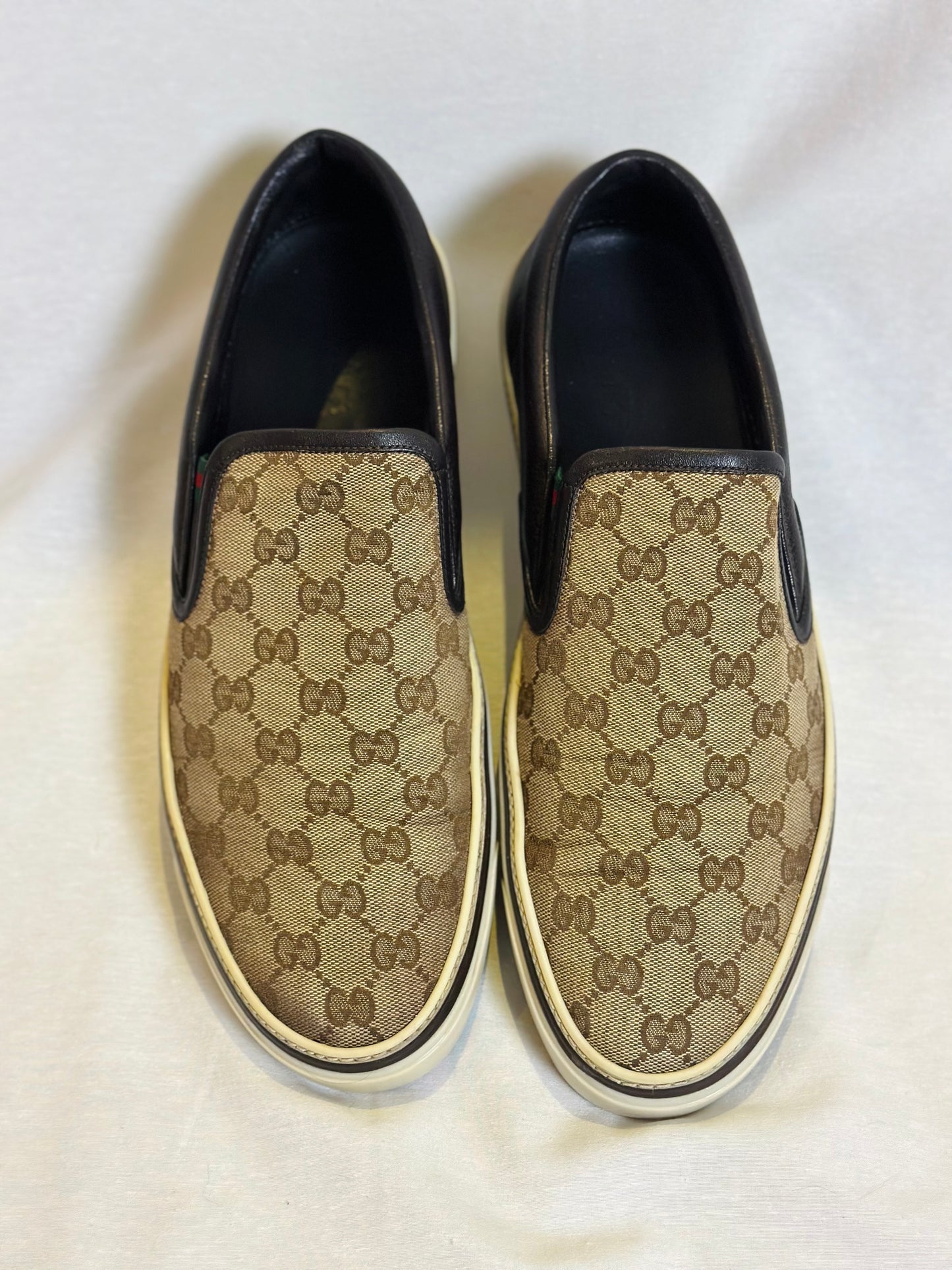 Gucci Monogram GG Canvas Slip On Sneakers (Sz 11)