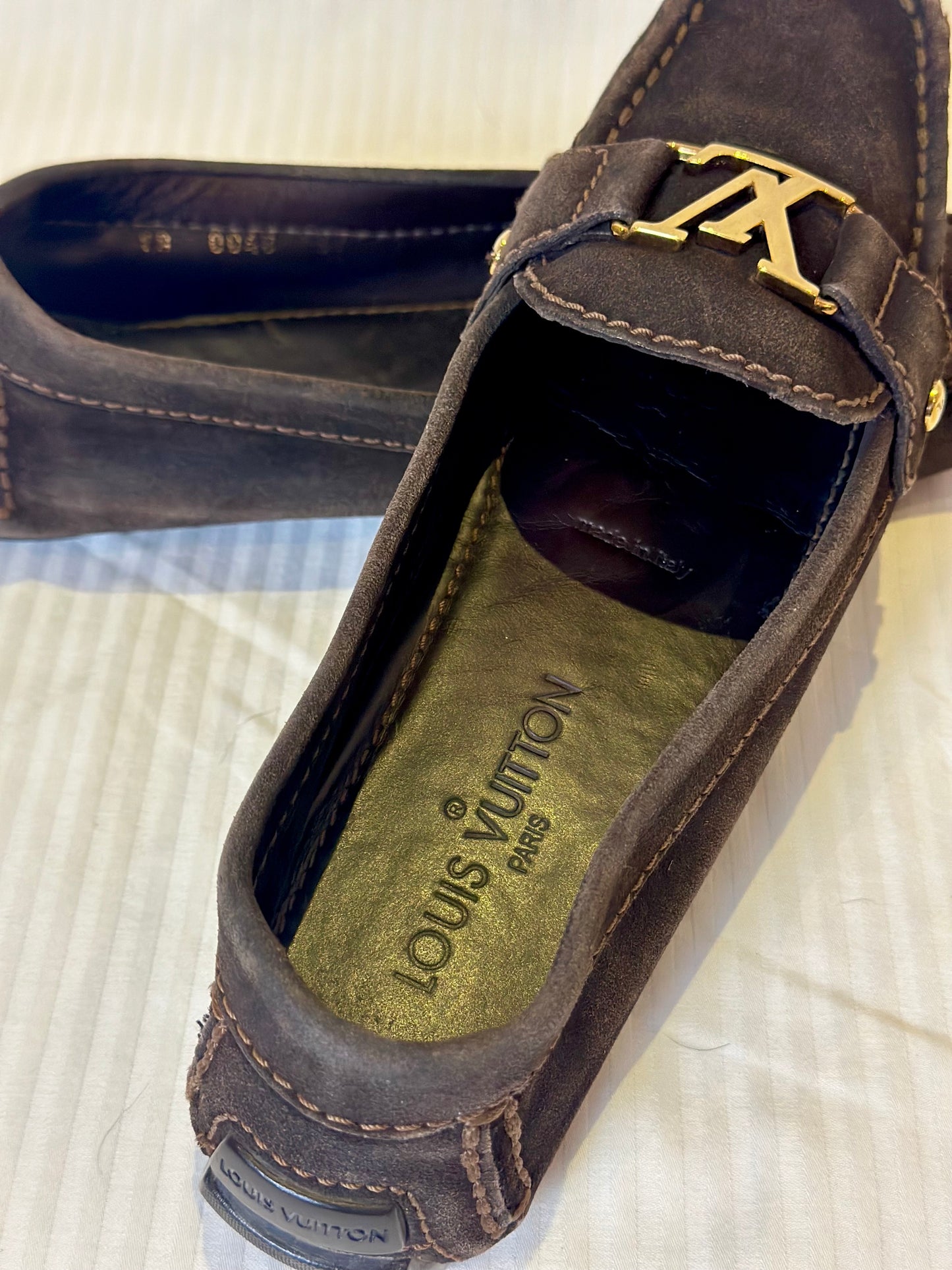 LV Dark Brown Suede Monte Carlo Slip