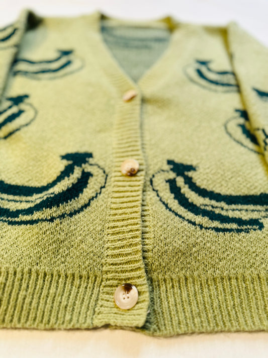 Banana Print Knit Cardigan