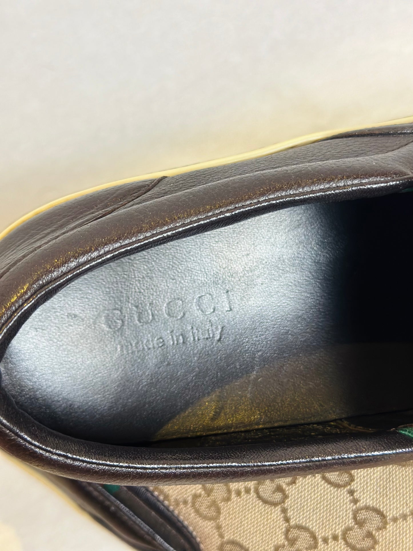 Gucci Monogram GG Canvas Slip On Sneakers (Sz 11)